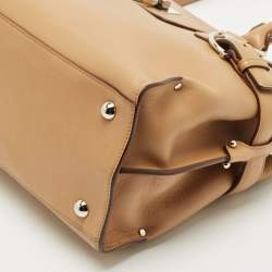 Pre Owned Salvatore Ferragamo Beige Leather Gancio Tote
