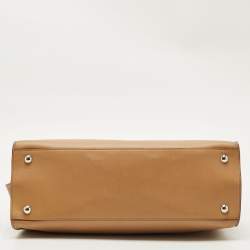 Pre Owned Salvatore Ferragamo Beige Leather Gancio Tote