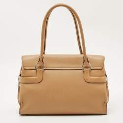 Pre Owned Salvatore Ferragamo Beige Leather Gancio Tote