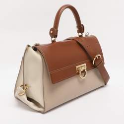 Pre Owned Salvatore Ferragamo Tricolor Leather Large Sofia Top Handle Bag