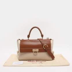 Pre Owned Salvatore Ferragamo Tricolor Leather Large Sofia Top Handle Bag