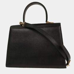 Pre Owned Salvatore Ferragamo Black Gancini 2way Handbag