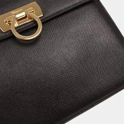 Pre Owned Salvatore Ferragamo Black Gancini 2way Handbag