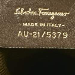 Pre Owned Salvatore Ferragamo Beige Gancini Printed Fabric and Leather Hobo