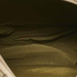 Pre Owned Salvatore Ferragamo Beige Gancini Printed Fabric and Leather Hobo