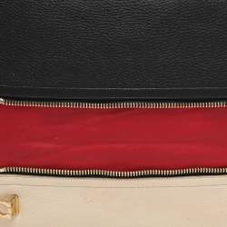 Pre Owned Salvatore Ferragamo Black/Cream Leather Zip Tote