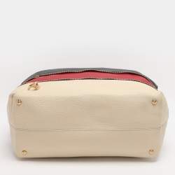 Pre Owned Salvatore Ferragamo Black/Cream Leather Zip Tote