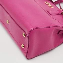 Pre Owned Salvatore Ferragamo Fuchsia Saffiano Leather Beky Tote