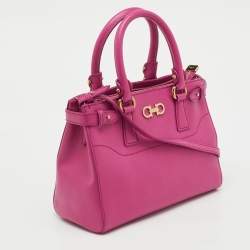 Pre Owned Salvatore Ferragamo Fuchsia Saffiano Leather Beky Tote