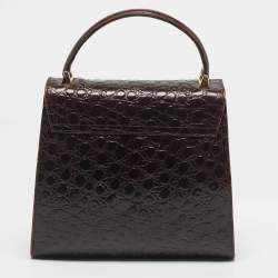Pre Owned Salvatore Ferragamo Dark Brown Crocodile Kelly Top Handle Bag