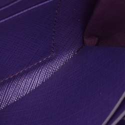 Pre Owned Salvatore Ferragamo Purple Leather Gancio Cip Around Wallet On Chain