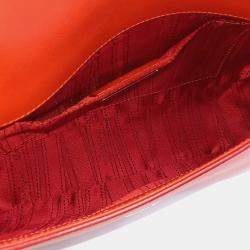 Pre Owned Salvatore Ferragamo Orange Leather Gancini Chain Shoulder Bag
