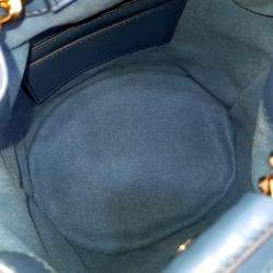 Pre Owned Salvatore Ferragamo Blue Leather Vara Bow Bucket Bag