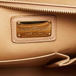 Pre Owned Salvatore Ferragamo Beige Leather Medium Sofia Top Handle Bag
