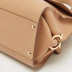 Pre Owned Salvatore Ferragamo Beige Leather Medium Sofia Top Handle Bag