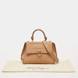Pre Owned Salvatore Ferragamo Beige Leather Medium Sofia Top Handle Bag