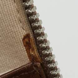Pre Owned Salvatore Ferragamo Beige/Brown Gancini Embossed Leather Zip Satchel