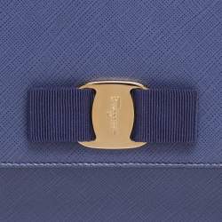 Pre Owned Salvatore Ferragamo Blue Leather Ginny Shoulder Bag