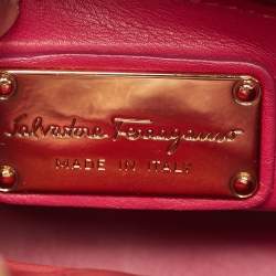 Pre Owned Salvatore Ferragamo Pink Python and Metal Mini Sofia Top Handle Bag