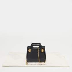 Pre Owned Salvatore Ferragamo Black Patent Leather Micro Sofia Tote