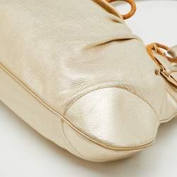 Pre Owned Salvatore Ferragamo Metallic Gold Leather Marisa Shoulder Bag