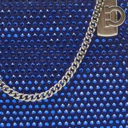 Pre Owned Salvatore Ferragamo Blue Suede Micro Crystal Wanda Crossbody Bag