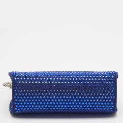 Pre Owned Salvatore Ferragamo Blue Suede Micro Crystal Wanda Crossbody Bag