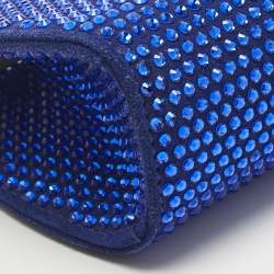 Pre Owned Salvatore Ferragamo Blue Suede Micro Crystal Wanda Crossbody Bag