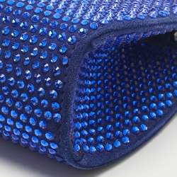 Pre Owned Salvatore Ferragamo Blue Suede Micro Crystal Wanda Crossbody Bag
