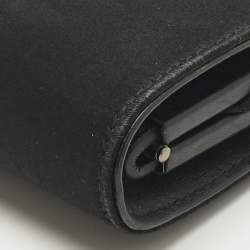 Pre Owned Salvatore Ferragamo Black Satin Musa Gancini Chain Clutch