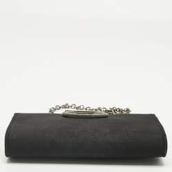 Pre Owned Salvatore Ferragamo Black Satin Musa Gancini Chain Clutch