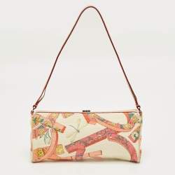 Pre Owned Salvatore Ferragamo Multicolor Printed Canvas and Leather Gancini Pochette Bag