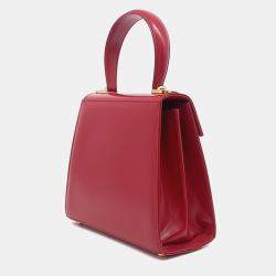 Pre Owned Salvatore Ferragamo Red Leather Kelly Small
