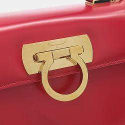 Pre Owned Salvatore Ferragamo Red Leather Kelly Small