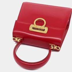 Pre Owned Salvatore Ferragamo Red Leather Kelly Small