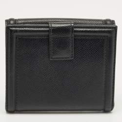 Pre Owned Salvatore Ferragamo Black Leather Vara Bow French Wallet