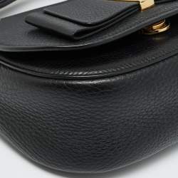 Pre Owned Salvatore Ferragamo Black Leather Iconic Bow Crossbody Bag