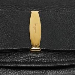 Pre Owned Salvatore Ferragamo Black Leather Iconic Bow Crossbody Bag