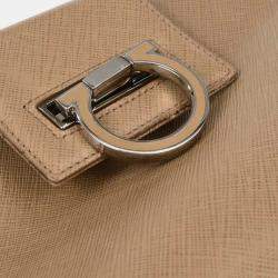 Pre Owned Salvatore Ferragamo Brown Leather Gancini Handbag