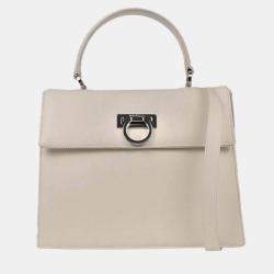 Pre Owned Salvatore Ferragamo Off-white Gancini 2way Handbag