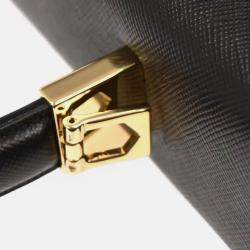 Pre Owned Salvatore Ferragamo Black Gancini 2way Handbag