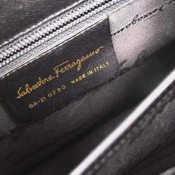 Pre Owned Salvatore Ferragamo Black Gancini 2way Handbag