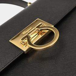 Pre Owned Salvatore Ferragamo Black Gancini 2way Handbag