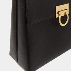 Pre Owned Salvatore Ferragamo Black Gancini 2way Handbag