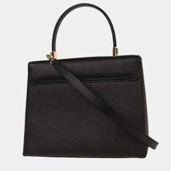 Pre Owned Salvatore Ferragamo Black Gancini 2way Handbag