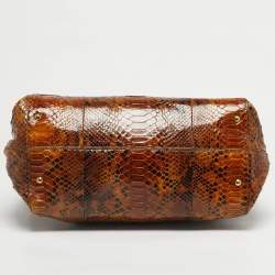 Pre Owned Salvatore Ferragamo Brown Python Satchel