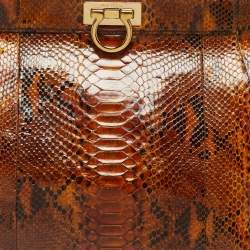 Pre Owned Salvatore Ferragamo Brown Python Satchel
