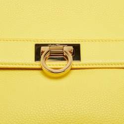 Pre Owned Salvatore Ferragamo Yellow Leather Small Sofia Top Handle Bag