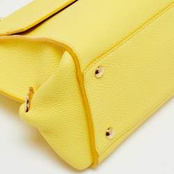 Pre Owned Salvatore Ferragamo Yellow Leather Small Sofia Top Handle Bag
