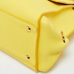 Pre Owned Salvatore Ferragamo Yellow Leather Small Sofia Top Handle Bag